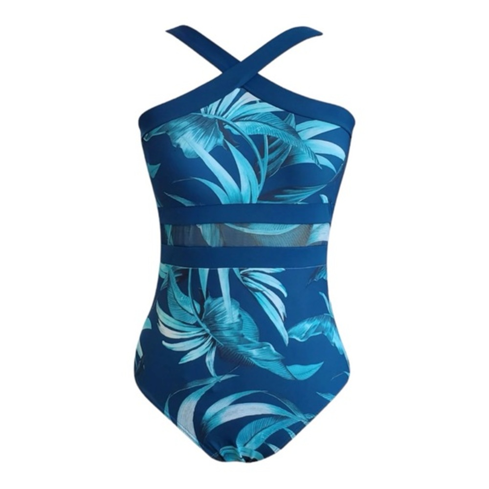 AZURA Pavillion High Neck Swimsuit One Piece Blue Multiple Sizes Available